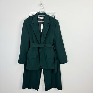 ZARA Bottle Green Straight Fit Blazer Size Small